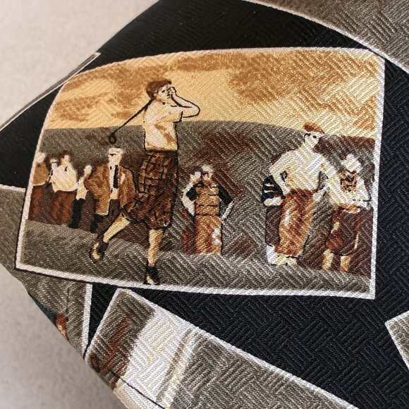 Payne Stewart Golf Theme Tie Brown Red Tan Silk Knickers Heritage Outdoors - Picture 5 of 9